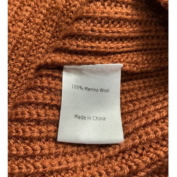 La Ligne Cable Bastien Sweater Rust Brown Merino Wool Half Zip Size XL Soft - Picture 13 of 14